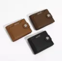 Men PU Leather Slim Wallet Brown Black Beige Bi Fold