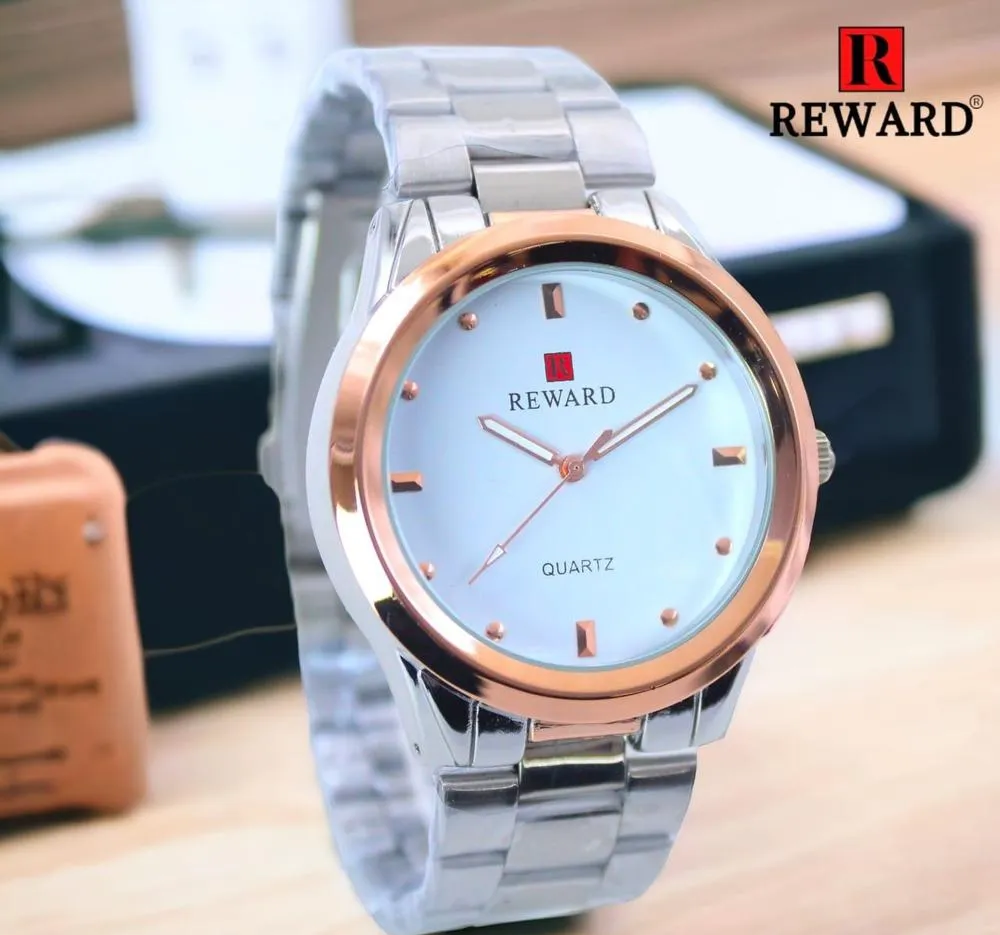 Men's Stainless Steel Analogue Watch White Dial Chain Strap