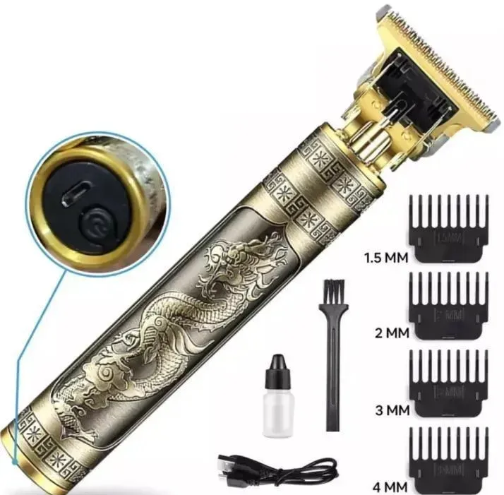 Electric Hair Trimmer with 4MM Blades & Gold Design