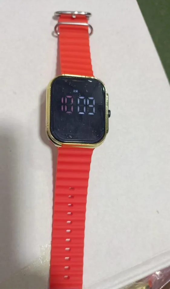 Kids LED Digital Watch Red Rubber Strap