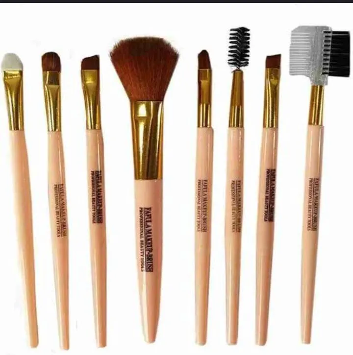 8-Piece Makeup Brush Set Pink Gold Synthetic Bristles