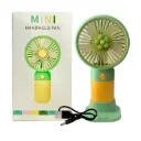 Mini Rechargeable Handheld Fan Green Yellow ABS