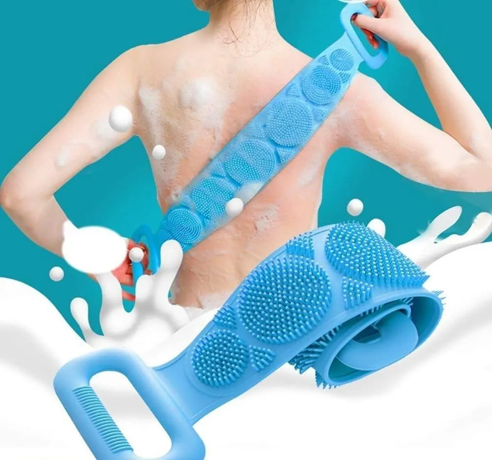 Silicone Body Scrubber Blue Double Sided Exfoliator
