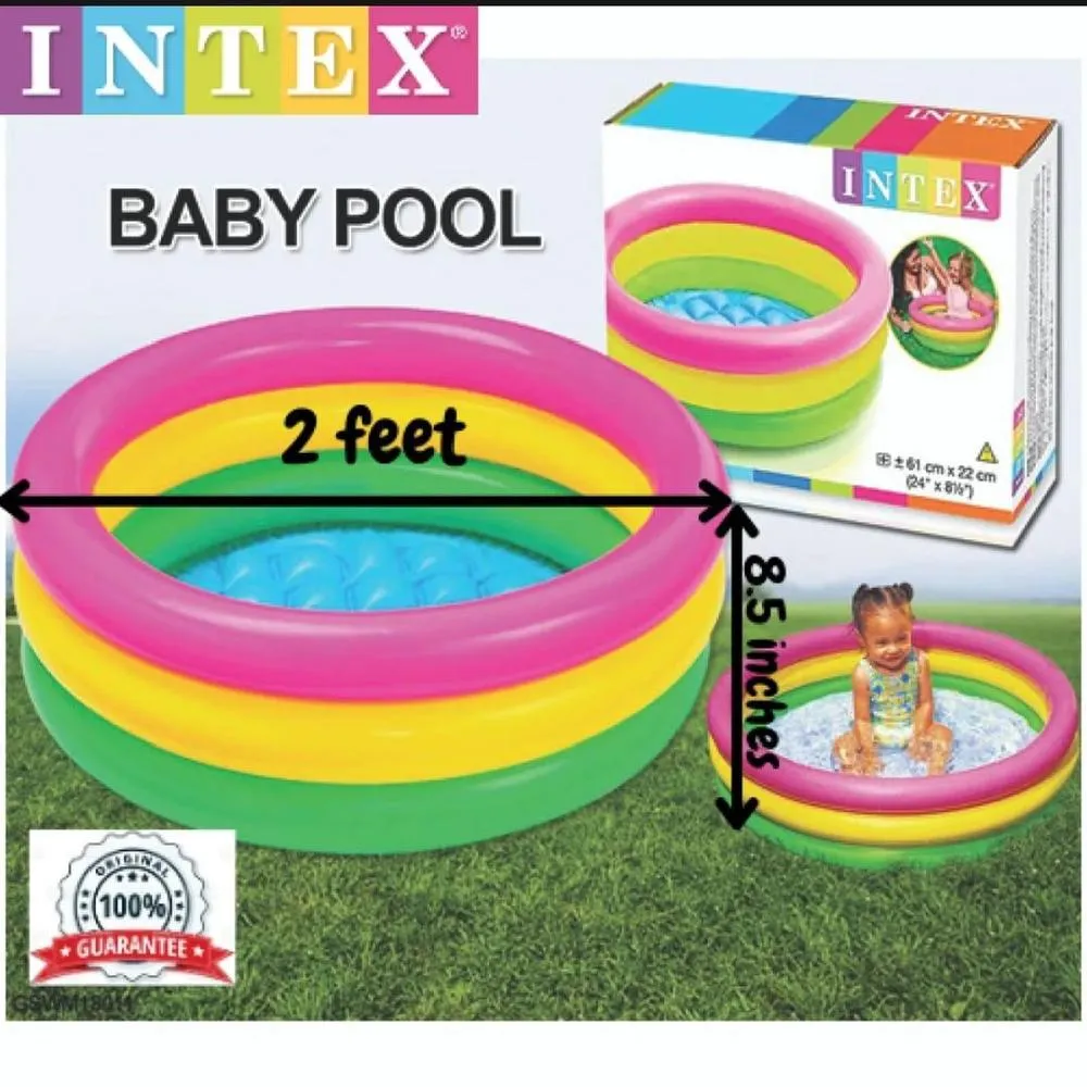 Intex Baby Pool Rainbow 2ft Inflatable for Kids Summer Play