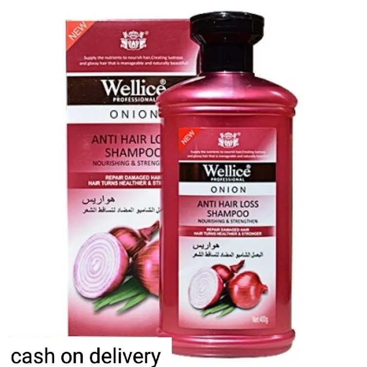 Wellice Onion Anti-Hair Loss Shampoo Red Bottle