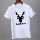 Men White Markhor Printed Cotton T-Shirt Medium to XL
