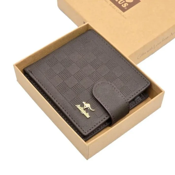 Brown PU Leather Wallet for Men with Logo
